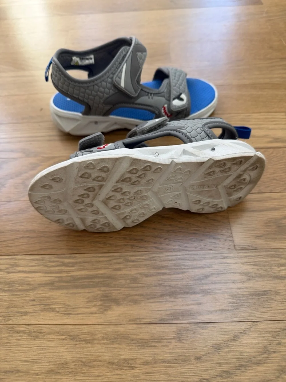 Carter's Kid’s Gray Futura Sandals Light up with Shark Accent Size 12